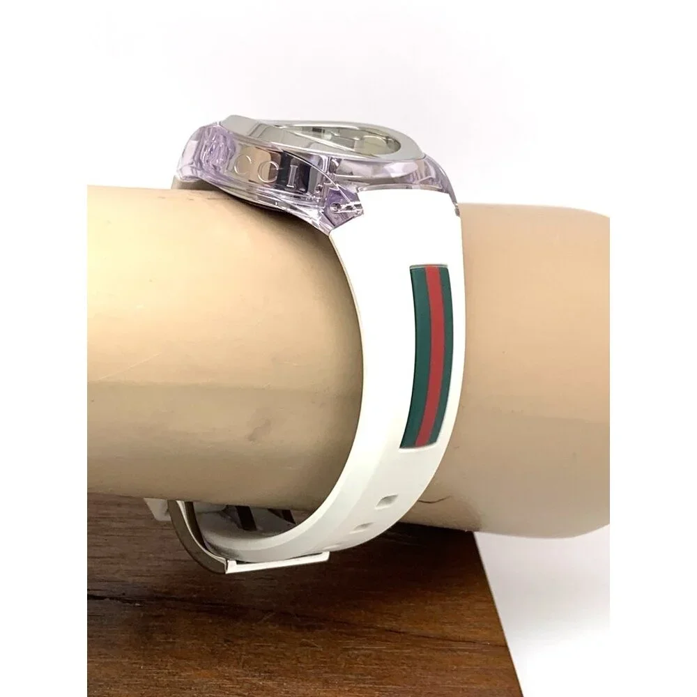 GUCCI Women's Watch SYNC YA137302 Swiss Quartz White Rubber Band 36mm - Picture 12 of 14